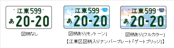 江東ナンバー(図柄なし・モノトーン・フルカラー)