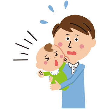 困るパパと赤ちゃん