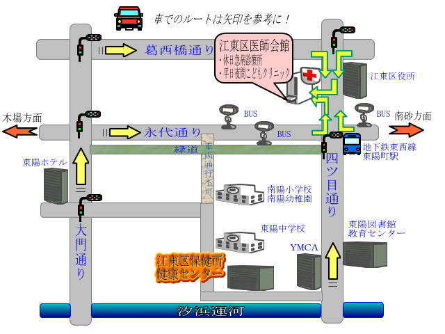 平日夜間こどもクリニック案内図