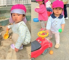 1歳児クラス園庭遊びの様子