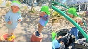 2歳児クラス園庭遊びの様子