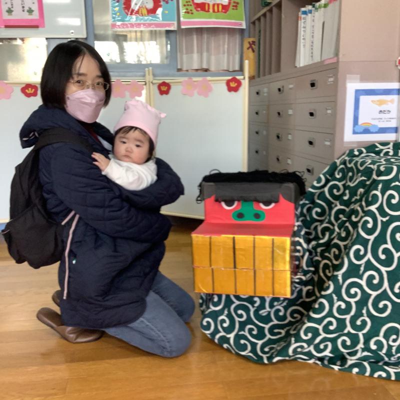 獅子舞との写真