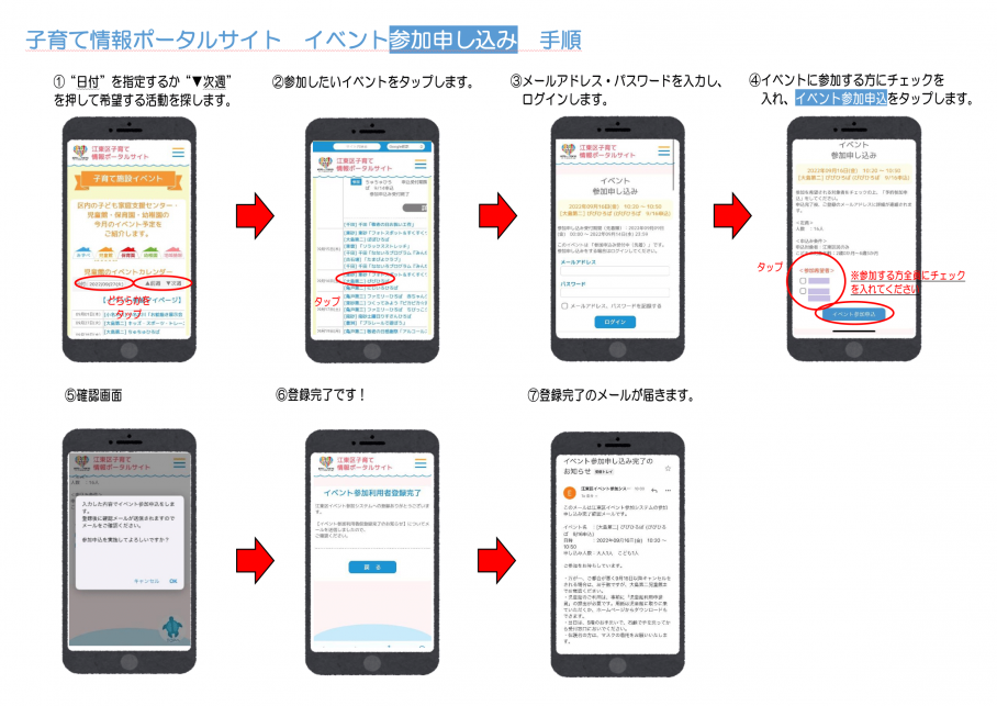 子育て情報ポータルサイト申込手順