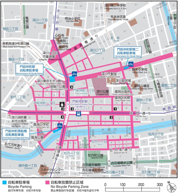 門前仲町駅放置禁止区域地図