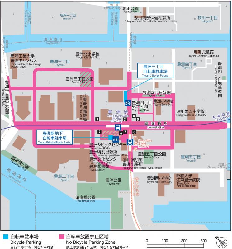 豊洲駅放置禁止区域地図